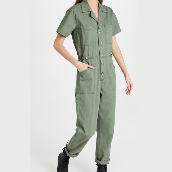 Pistola Denim - Grover Olive Green Short Sleeve Jumpsuit - Large - 10/12